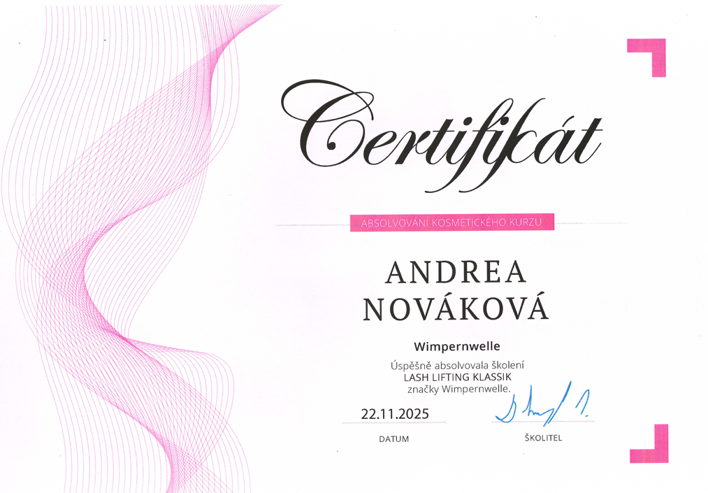 Certifikát Lash Lifting Klassik